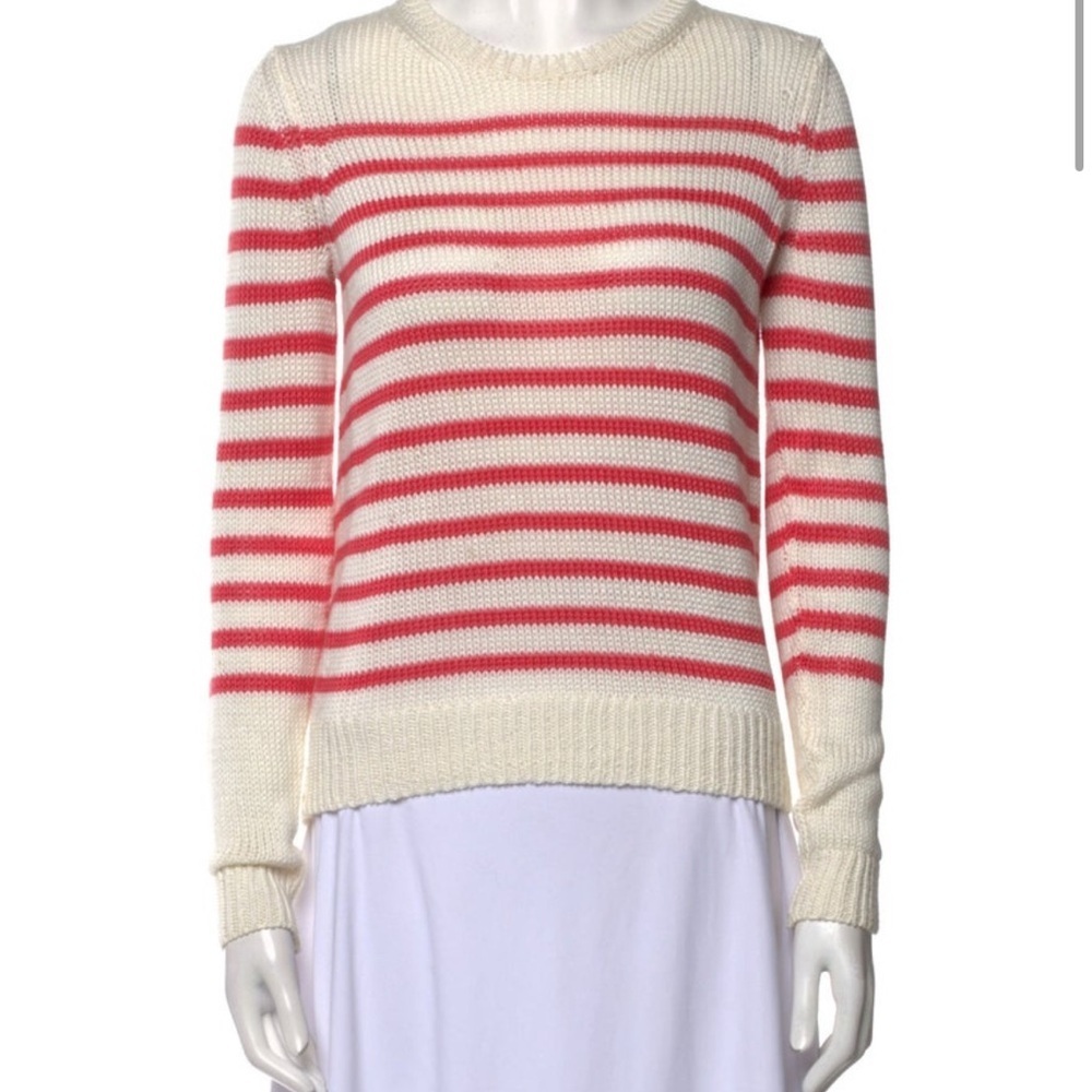 Theory Striped Cream and Red Women's Sweater
